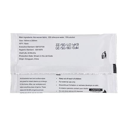 75% Alcohol Wet Wipes - 10PC Pack
